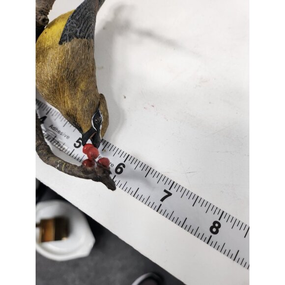 Vintage 1999 Cedar Waxing Bird On Branch Figurine Christmas Holiday Decorative - Picture 8 of 8